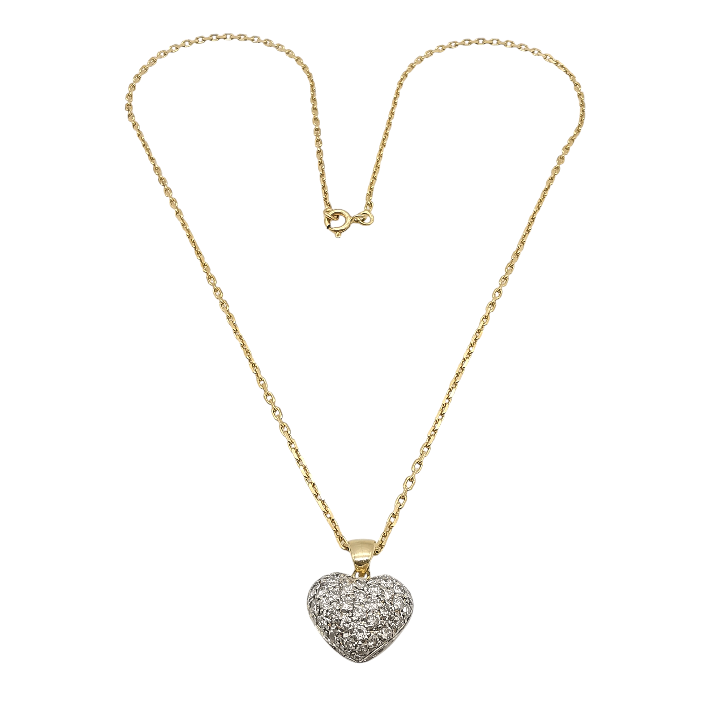 Collier cœur diamants 1,14 ct en or jaune 18 carats