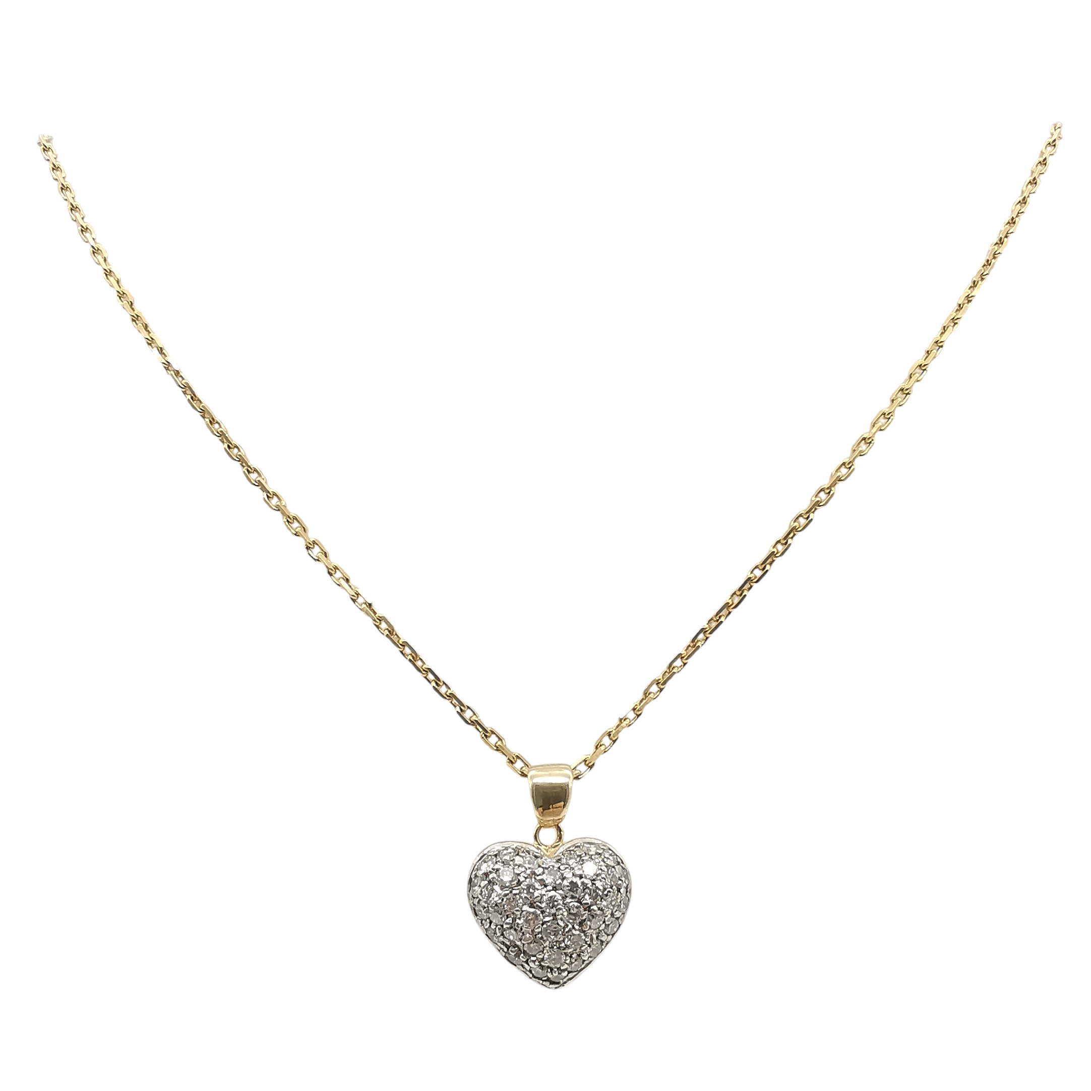 Collier cœur diamants 1,14 ct en or jaune 18 carats
