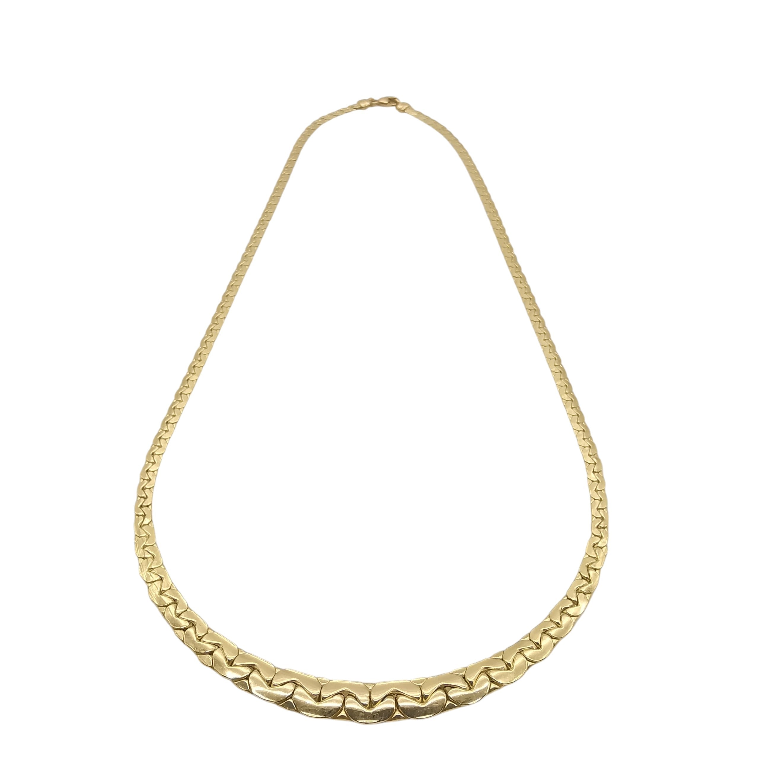 Collier maille haricot en or jaune 18 carats de 42 cm, bijou vintage authentique proposé par GemmeLuxe.