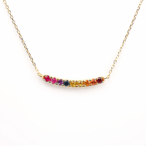 Collier Guérin Arc-en-Ciel en Or Jaune 18 Carats et Pierres Précieuses