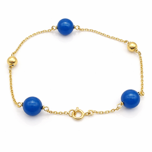 Bracelet Perles Bleues & Or Jaune 18 Carats – Joaillerie Française