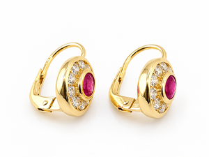 Boucles d’Oreilles Dormeuses en Or Jaune 18 Carats et Oxydes de Zirconium – Modèle Ovale