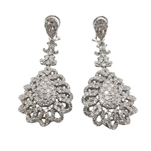 Boucles d'Oreilles Pendantes en Or Blanc 18 Carats et 374 Diamants Naturels 4,86 ct