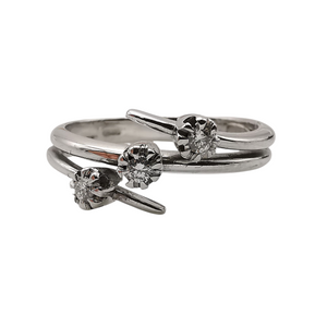 Bague Or Blanc 18 Carats Trois Diamants Naturels