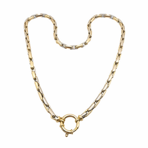 Collier Maille Grain de Riz en Or Jaune et Or Blanc 18 Carats – 48 cm