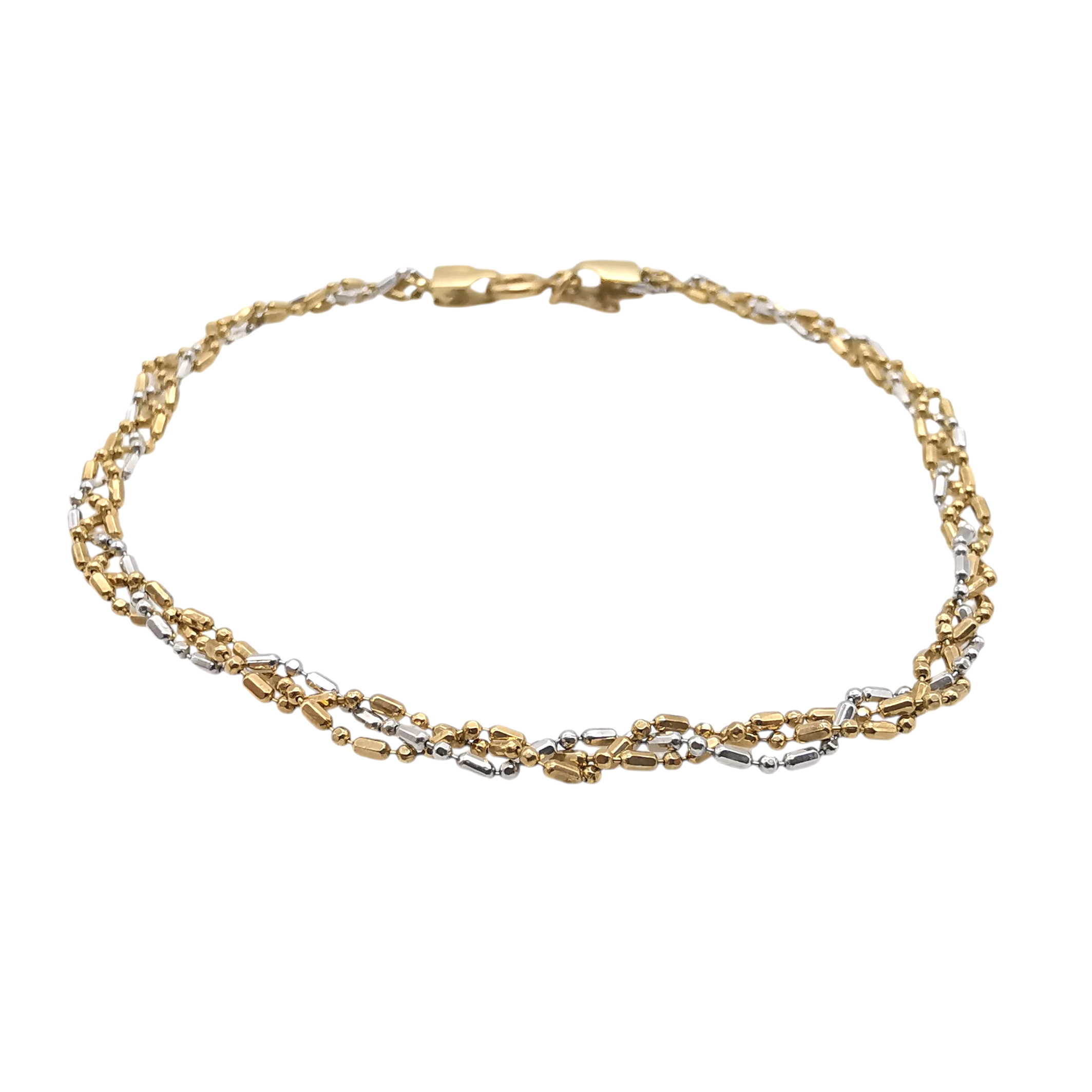 Bracelet en or jaune et or blanc 18 carats – Maille fantaisie bicolore