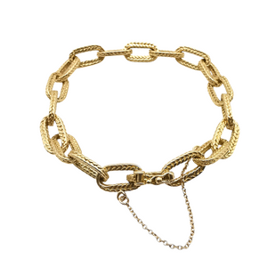 Bracelet ancien en or jaune 18 carats à maillons ovales texturés