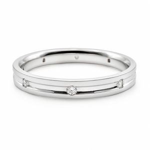 Alliance Élégante en Or Blanc 18 Carats Sertie de 8 Diamants