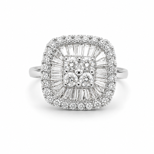 Bague Diamants Or Blanc 18 Carats Style Art Déco