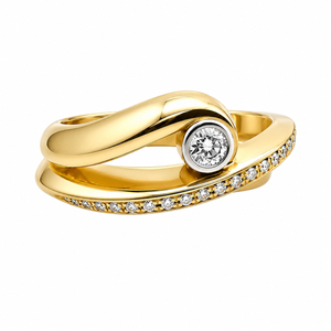 18K Yellow Gold Diamond Modern Design Ring