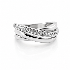 Bague Diamants en Or Blanc 18 Carats Design Croisé