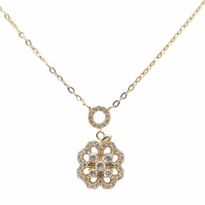 Collier en Or Jaune 18 Carats avec Pendentif Fleur Serti d'Oxydes de Zirconium – 42,4 cm