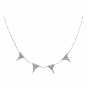 Collier Art Déco en Or Blanc 18 Carats et Diamants Taille Rose