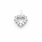 Pendentif cœur ajouré en or blanc 18 carats serti de 12 diamants, vue de face.