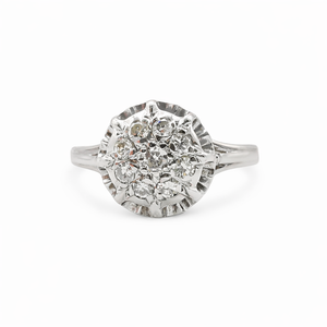 Bague dôme en or blanc 18 carats et diamants 0,36 ct