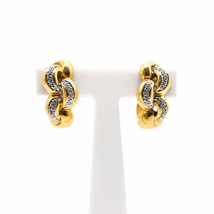 Boucles d'Oreilles Maillons en Or Jaune 18 Carats et Diamants Naturels 0,06 ct