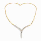 Collier en or jaune 18 carats de 44 cm avec motif central asymétrique serti d'oxydes de zirconium