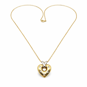 Collier en or jaune 18 carats avec pendentif cœur et diamants naturels