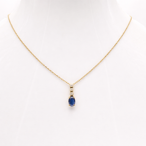 Collier en or jaune 18 carats saphir 0,55 ct et diamants 0,09 ct