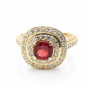 Bague Glamira en Or Jaune 14 Carats, Grenat et Diamants 1,68 ct