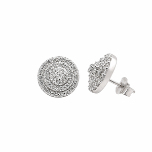 18K White Gold Stud Earrings with 78 Natural Diamonds 1.56 ct