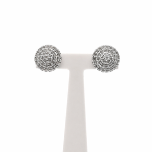 Boucles d'Oreilles Puces en Or Blanc 18 Carats et 78 Diamants Naturels 1,56 ct