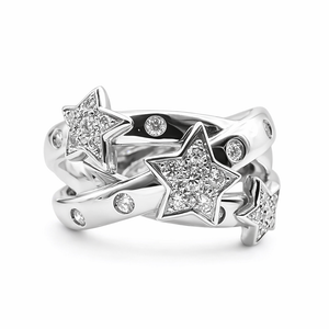 Bague Étoiles Diamants Or Blanc 18 Carats