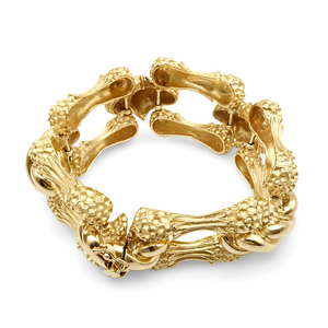 Vintage-Armband aus 14 Karat Gelbgold mit strukturierten Gliedern – 97,10 g
