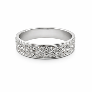 Alliance en Or Blanc 18 Carats – Finition Ciselée