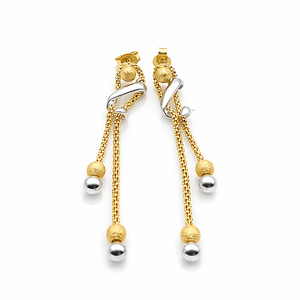 Boucles d’Oreilles Pendantes Or Deux Tons 18 Carats