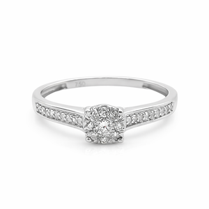 18 Carat White Gold and 0.31 ct Diamond Flower Solitaire Ring