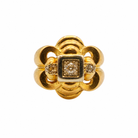 Bague ancienne en or jaune 18 carats avec diamant central taille ancienne et quatre diamants taille rose, vue de dessus