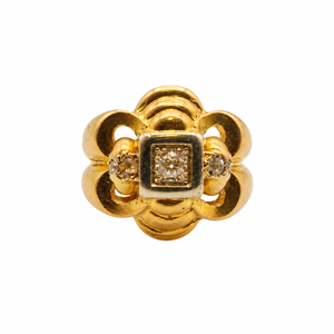 Antiker Ring aus 18-karätigem Gelbgold und Diamanten – Retro-Stil