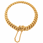 Bracelet maille américaine en or jaune 750, vue complète de dessus avec chaînette de sécurité