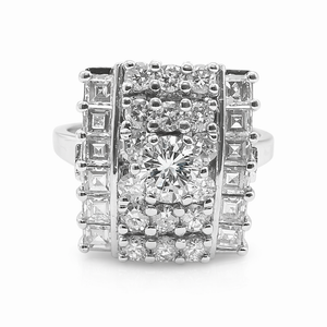 Diamantring 1,85 ct, HRD-zertifiziert, in 18 Karat Weißgold – Französische Arbeit