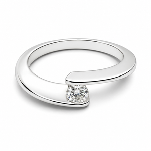 Bague solitaire Garel en or blanc 18 carats – Diamant 0,18 ct