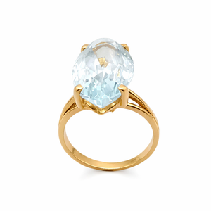 18K Yellow Gold Marquise Ring with 5.50 ct Natural Aquamarine