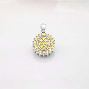 Pendentif en or blanc 14 carats serti de 33 diamants jaunes naturels 0,66 ct