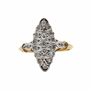 Antiker Marquise-Ring aus 18 Karat Gelb- und Weißgold, Diamanten 0,40 ct