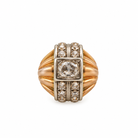 Bague Tank vintage en or rose 18 carats et platine, sertie de diamants naturels taille ancienne totalisant 2,35 carats, vue de face