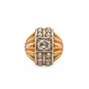 Vintage Tank-Ring aus 18-karätigem Roségold und Platin – Diamanten 2,35 ct