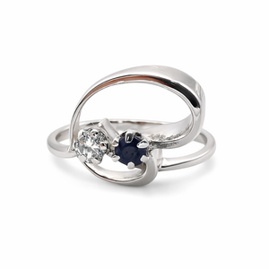 18K White Gold Natural Sapphire and Diamond Ring