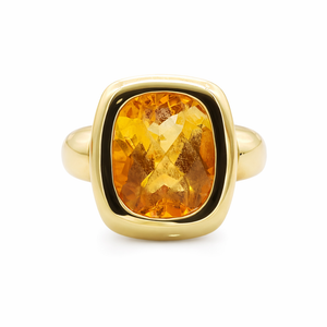 Bague citrine 5 carats en or jaune 18 carats