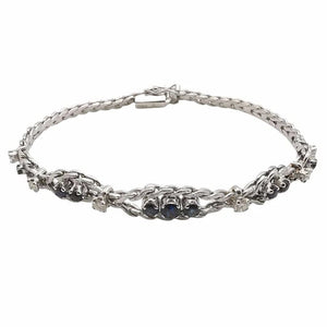 Antikes Armband Weißgold 18 Karat – Saphire & Brillanten – Epoche 1865