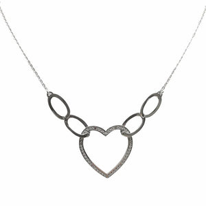 Collier Cœur Diamants Or Blanc 18 Carats