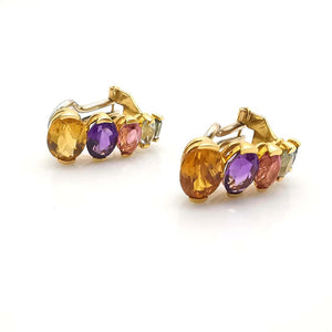 Boucles d’Oreilles Multi-Pierres Or Jaune 18 Carats