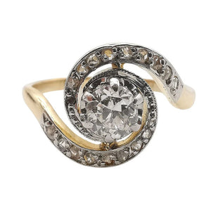Bague Tourbillon Ancienne Or Jaune 18 Carats Diamants