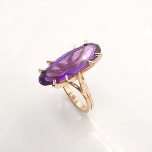 Bague Vintage Années 50 Améthyste en Or Rose 18 Carats