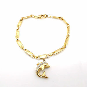 Bracelet Dauphin Or Jaune 18 Carats & Diamants – Bracelet Vintage Élégant