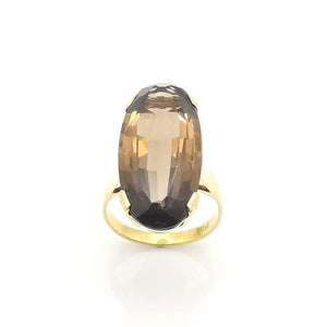 Bague Quartz Fumé Or Jaune 18 Carats Vintage